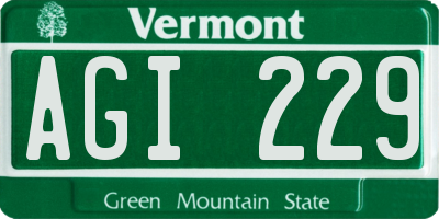 VT license plate AGI229
