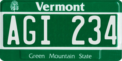 VT license plate AGI234