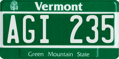 VT license plate AGI235