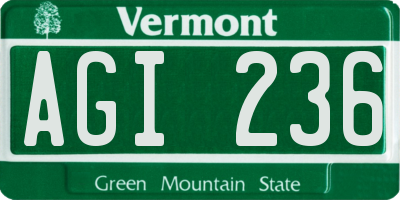 VT license plate AGI236