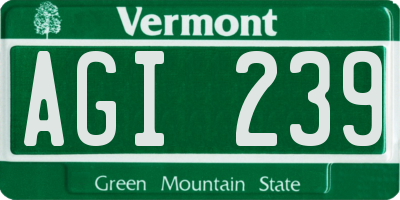 VT license plate AGI239