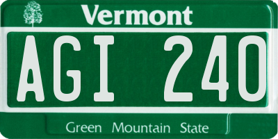 VT license plate AGI240