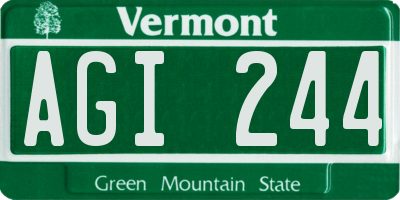 VT license plate AGI244