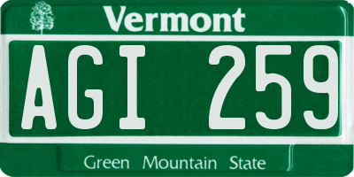 VT license plate AGI259
