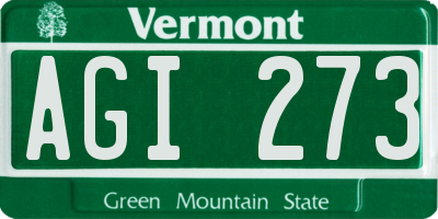 VT license plate AGI273