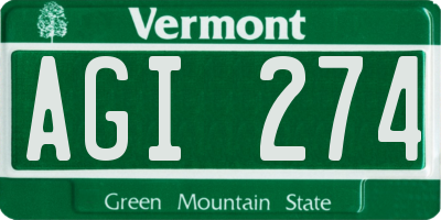 VT license plate AGI274