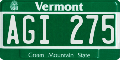 VT license plate AGI275