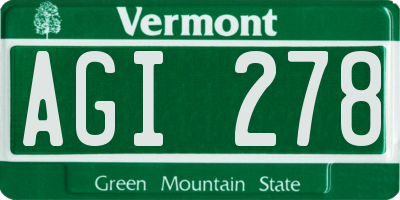 VT license plate AGI278