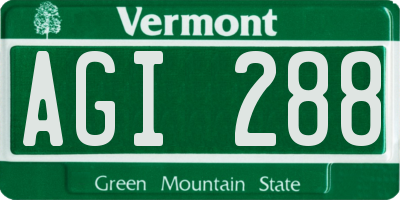VT license plate AGI288