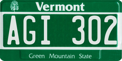 VT license plate AGI302