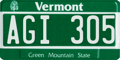 VT license plate AGI305