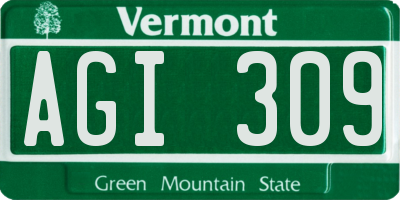 VT license plate AGI309