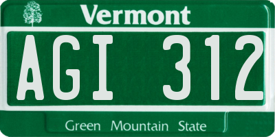 VT license plate AGI312