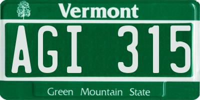 VT license plate AGI315