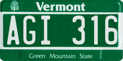 VT license plate AGI316