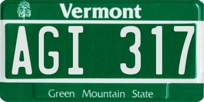 VT license plate AGI317