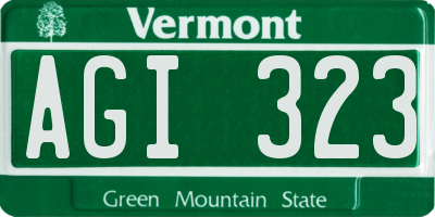 VT license plate AGI323