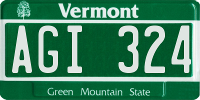 VT license plate AGI324