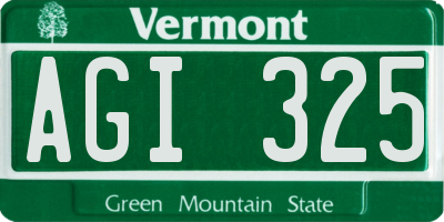 VT license plate AGI325