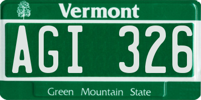 VT license plate AGI326
