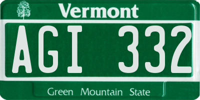 VT license plate AGI332