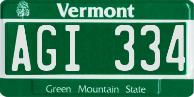 VT license plate AGI334