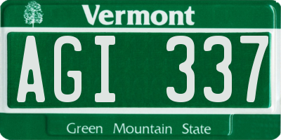 VT license plate AGI337
