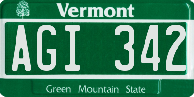VT license plate AGI342