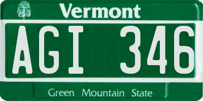 VT license plate AGI346