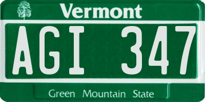 VT license plate AGI347