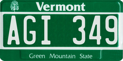 VT license plate AGI349