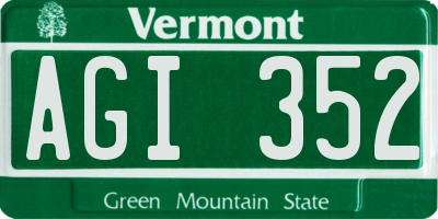 VT license plate AGI352
