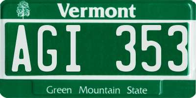 VT license plate AGI353
