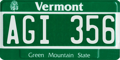 VT license plate AGI356