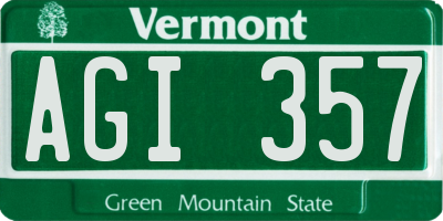 VT license plate AGI357
