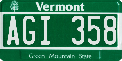 VT license plate AGI358