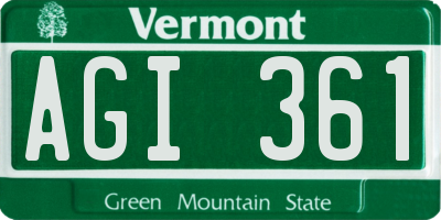 VT license plate AGI361
