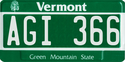 VT license plate AGI366