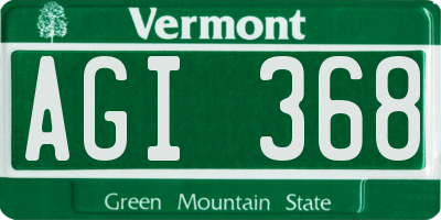 VT license plate AGI368