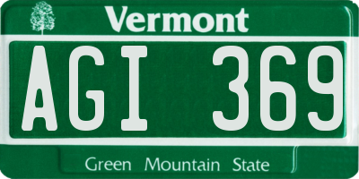 VT license plate AGI369