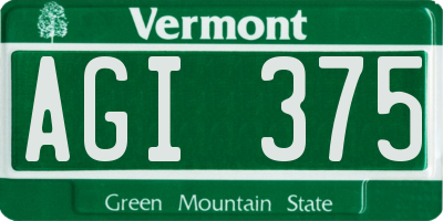 VT license plate AGI375