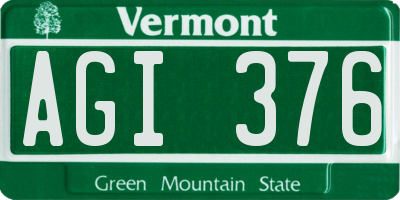 VT license plate AGI376