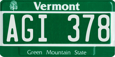VT license plate AGI378