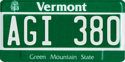 VT license plate AGI380
