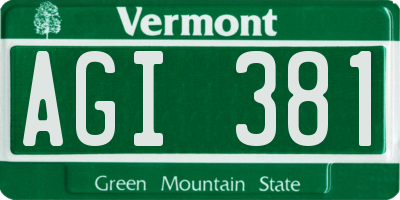 VT license plate AGI381