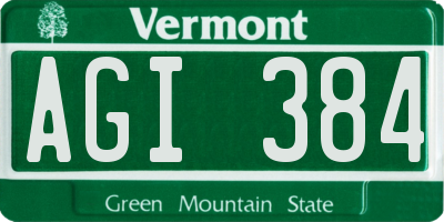 VT license plate AGI384