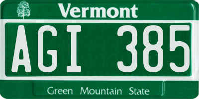 VT license plate AGI385