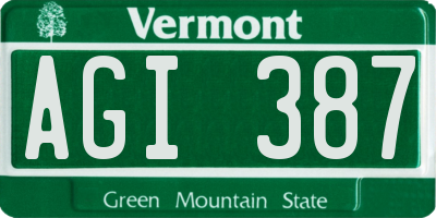 VT license plate AGI387