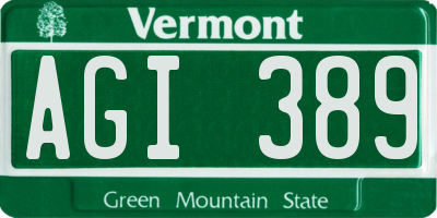 VT license plate AGI389