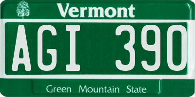 VT license plate AGI390
